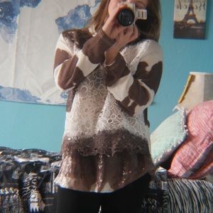 Simply Couture Brown and White Sweater